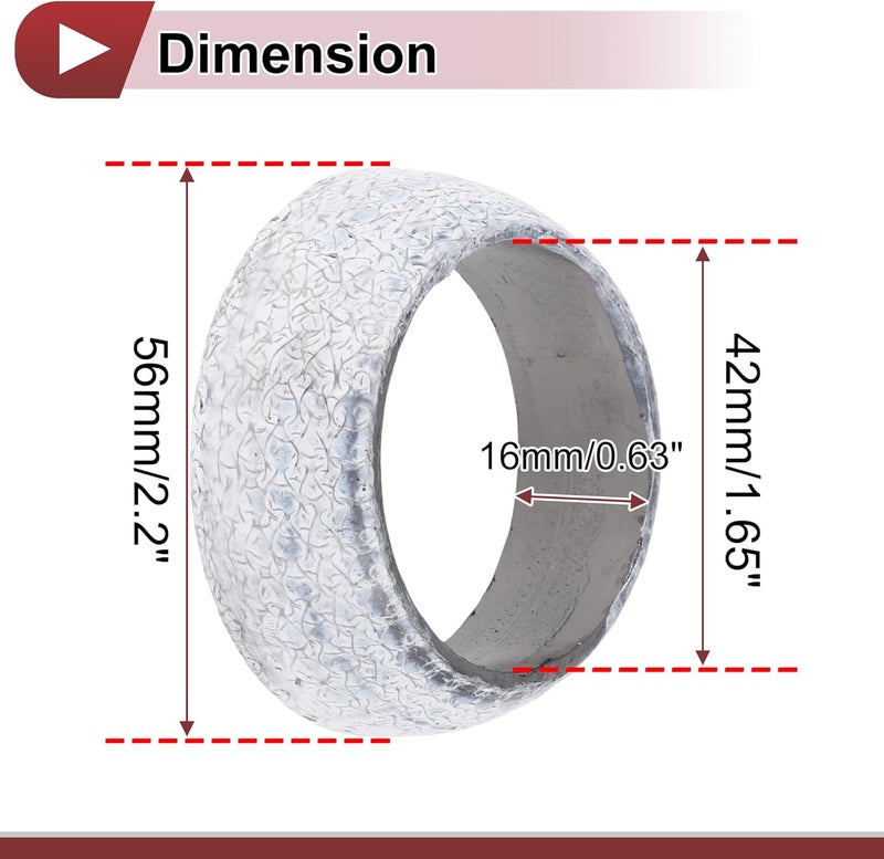 REPAIROCK ID 42mm Exhaust Manifold Gasket Prevent Leak Noise Exhaust Donut Gasket Muffler Ring Exhaust Flange Gasket for Car SUV Truck RV Graphite - Image 4